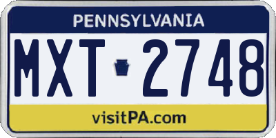 PA license plate MXT2748