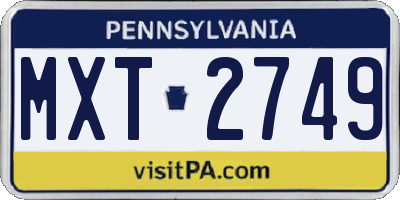 PA license plate MXT2749