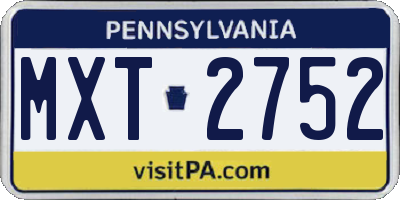 PA license plate MXT2752
