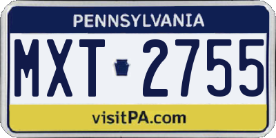PA license plate MXT2755