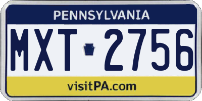 PA license plate MXT2756