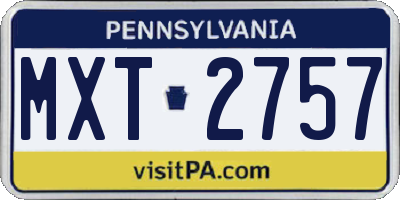 PA license plate MXT2757