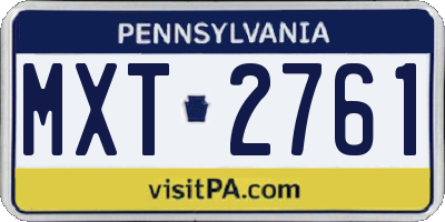 PA license plate MXT2761