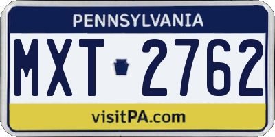 PA license plate MXT2762