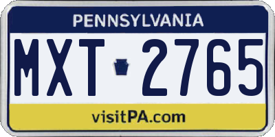 PA license plate MXT2765