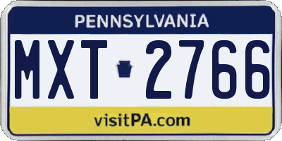 PA license plate MXT2766