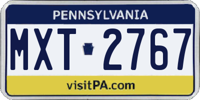 PA license plate MXT2767
