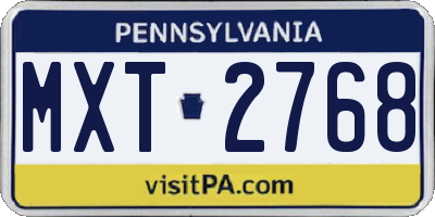 PA license plate MXT2768