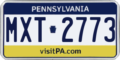 PA license plate MXT2773