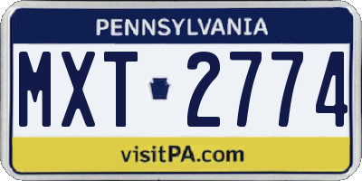 PA license plate MXT2774