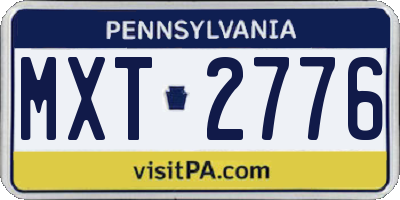 PA license plate MXT2776