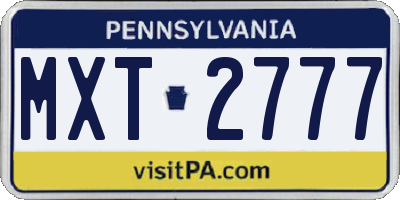 PA license plate MXT2777