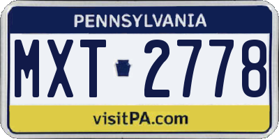 PA license plate MXT2778