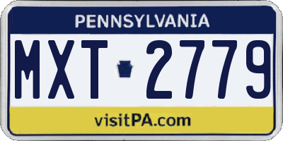 PA license plate MXT2779