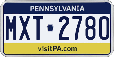 PA license plate MXT2780