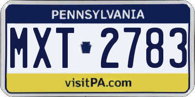 PA license plate MXT2783