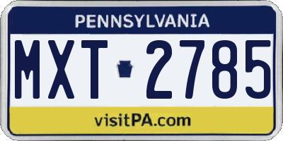 PA license plate MXT2785