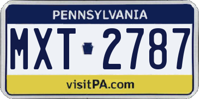 PA license plate MXT2787