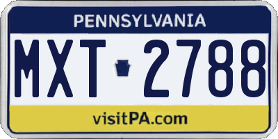 PA license plate MXT2788