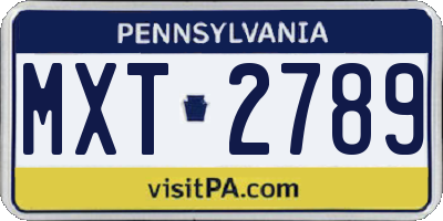 PA license plate MXT2789