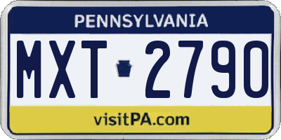 PA license plate MXT2790