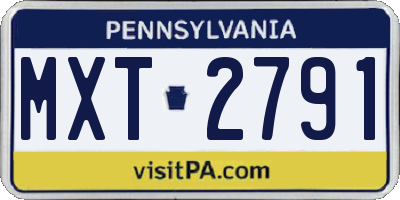 PA license plate MXT2791