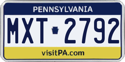 PA license plate MXT2792