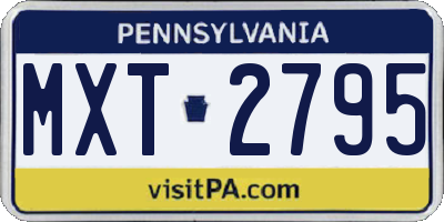 PA license plate MXT2795