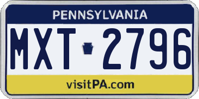 PA license plate MXT2796