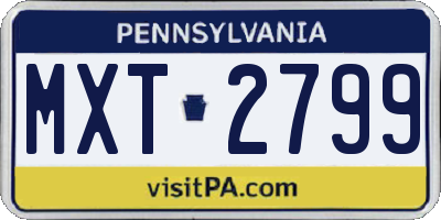 PA license plate MXT2799