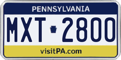 PA license plate MXT2800