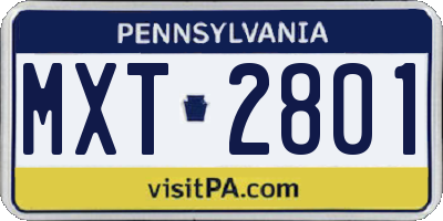 PA license plate MXT2801