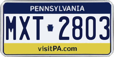 PA license plate MXT2803