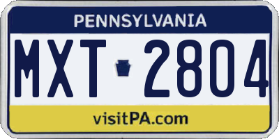 PA license plate MXT2804
