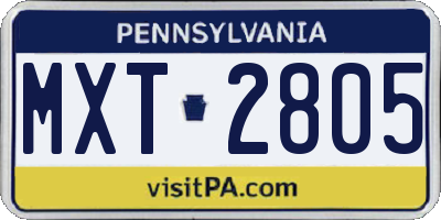 PA license plate MXT2805