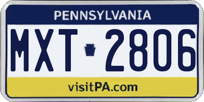 PA license plate MXT2806