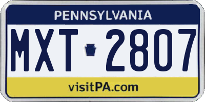 PA license plate MXT2807