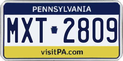 PA license plate MXT2809