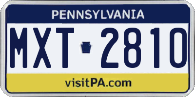 PA license plate MXT2810
