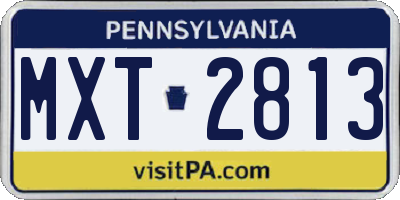 PA license plate MXT2813