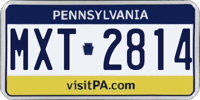 PA license plate MXT2814
