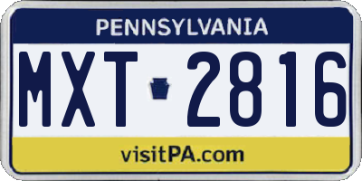 PA license plate MXT2816