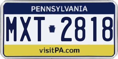 PA license plate MXT2818