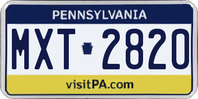 PA license plate MXT2820