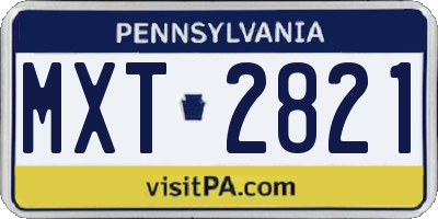 PA license plate MXT2821