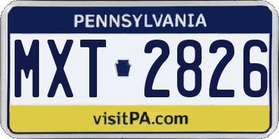PA license plate MXT2826
