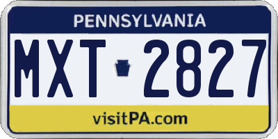 PA license plate MXT2827