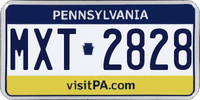 PA license plate MXT2828