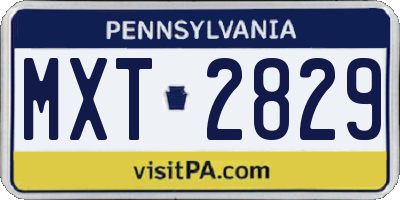 PA license plate MXT2829