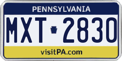 PA license plate MXT2830